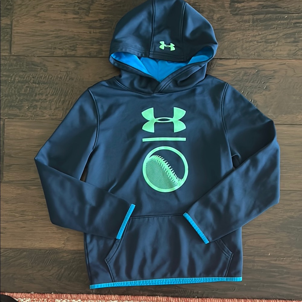 Under Armour Boy’s Navy Blue Hoodie with Green Logo